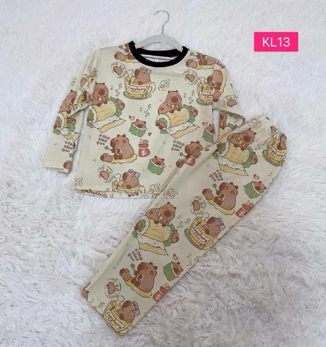 Capybara Yellow  Long Pant Kids Set