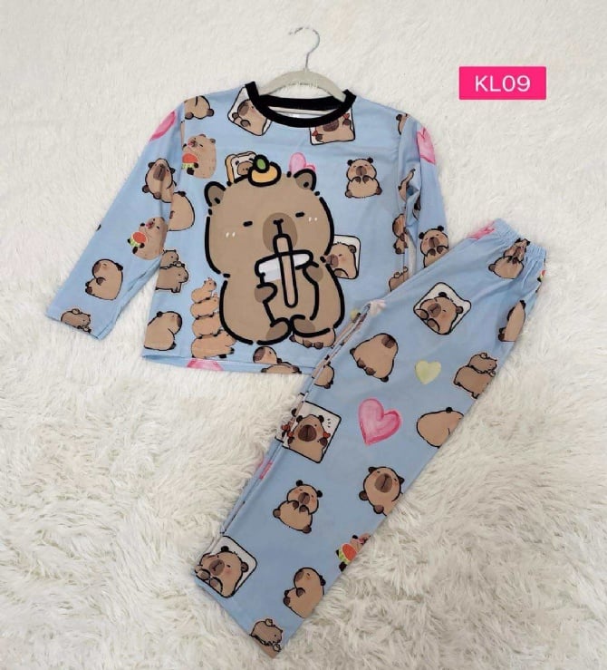 Capybara Milk Tea  Long Pant Kids Set