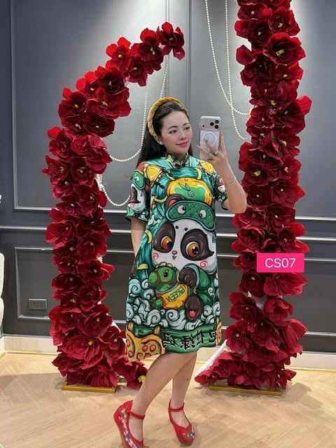 CHOENGSAME DRESS PANDA GREEN
