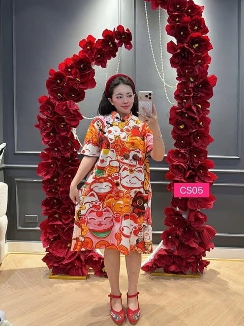 CHEONGSAME DRESS LUCKY CAT SMALL