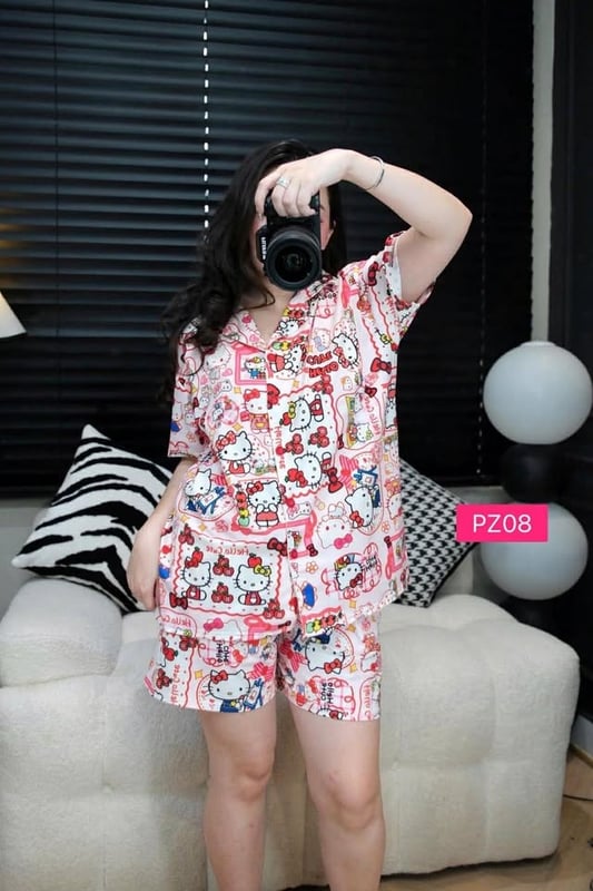 KITTY PIZAMA SET SHORT PANT (FREE SIZE BUST 120CM)