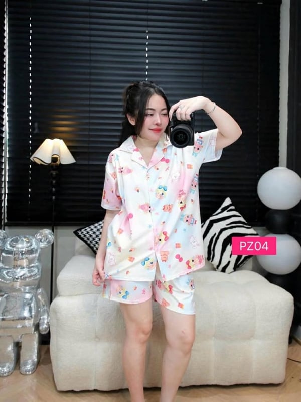CRY BABY PIZAMA SET SHORT PANT (FREE SIZE BUST 120CM)