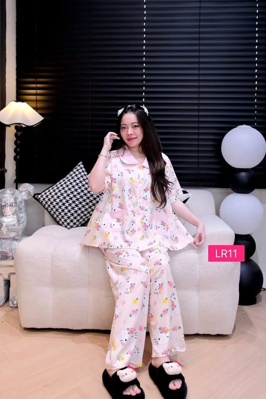 KITTY COLLAR LONG PANT SET (FREE SIZE BUST 120CM)