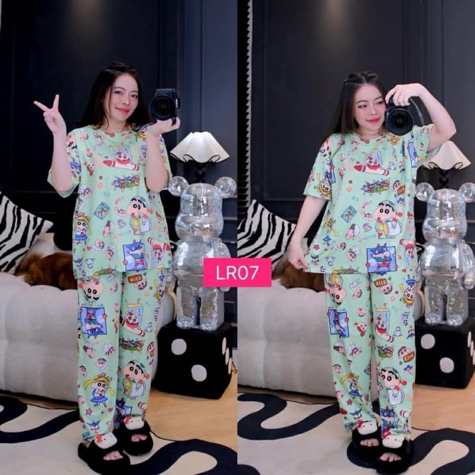SHIN CHAN GREEN LONG PANT SET (FREE SIZE BUST 120CM)