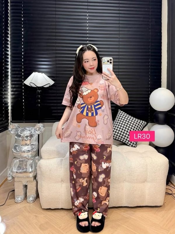 BEAR CUTE LONG PANT SET (FREE SIZE BUST 120CM)