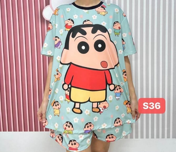 SHIN CHAN GREEN SET SHORT PANT (FREE SIZE,BUST 120CM)