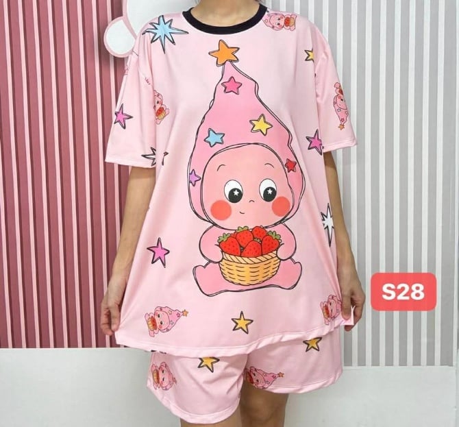 STIWNKEL PINK SET SHORT PANT (FREE SIZE,BUST 120CM)