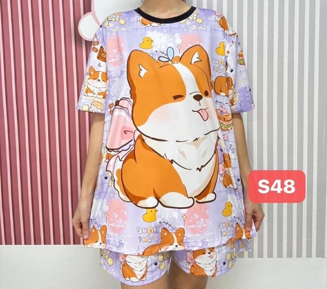 BABY DOG PRIN PROBLEM SALE, SET SHORT PANT (FREE SIZE,BUST 120CM)