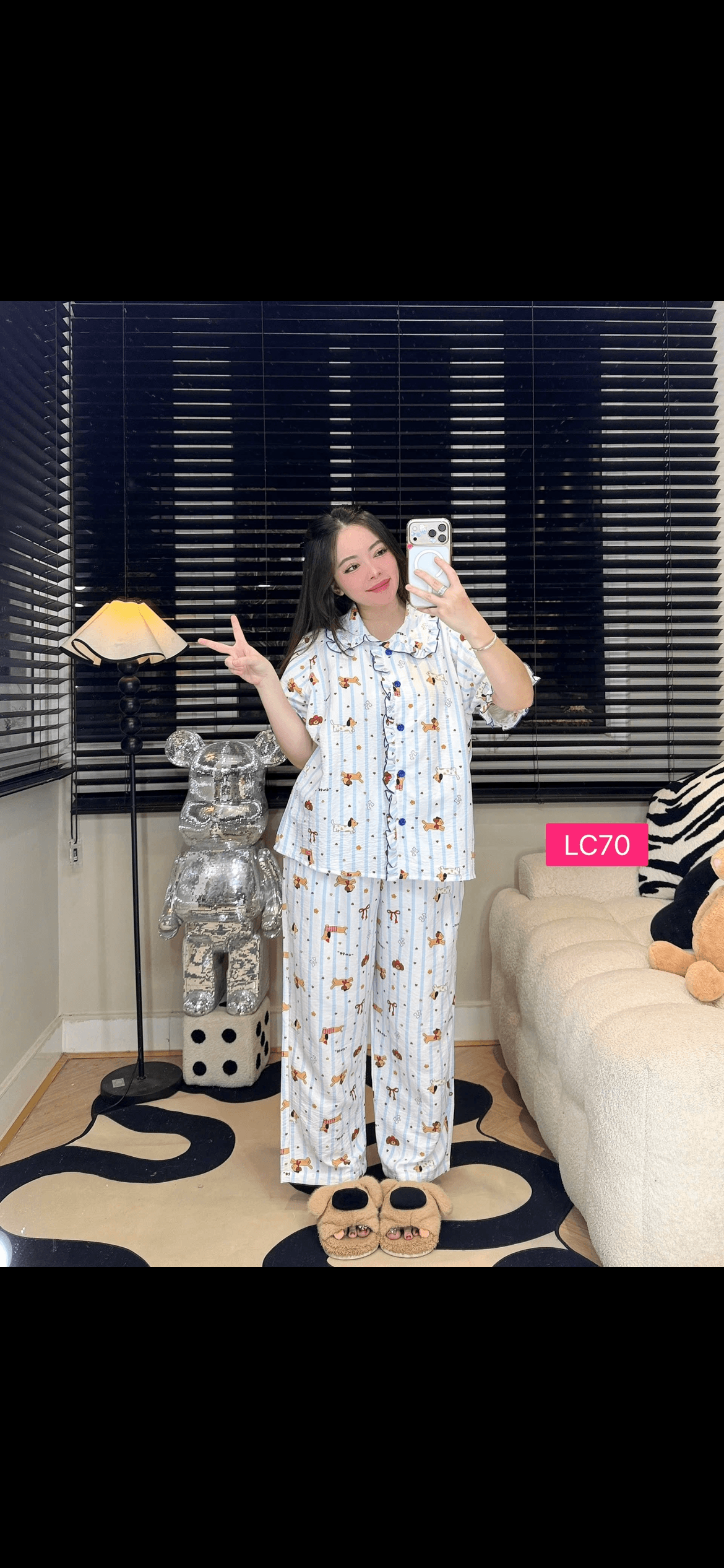 Lady Set Long Pan Mickey Light Blue (Free Size , Bust 120cm)