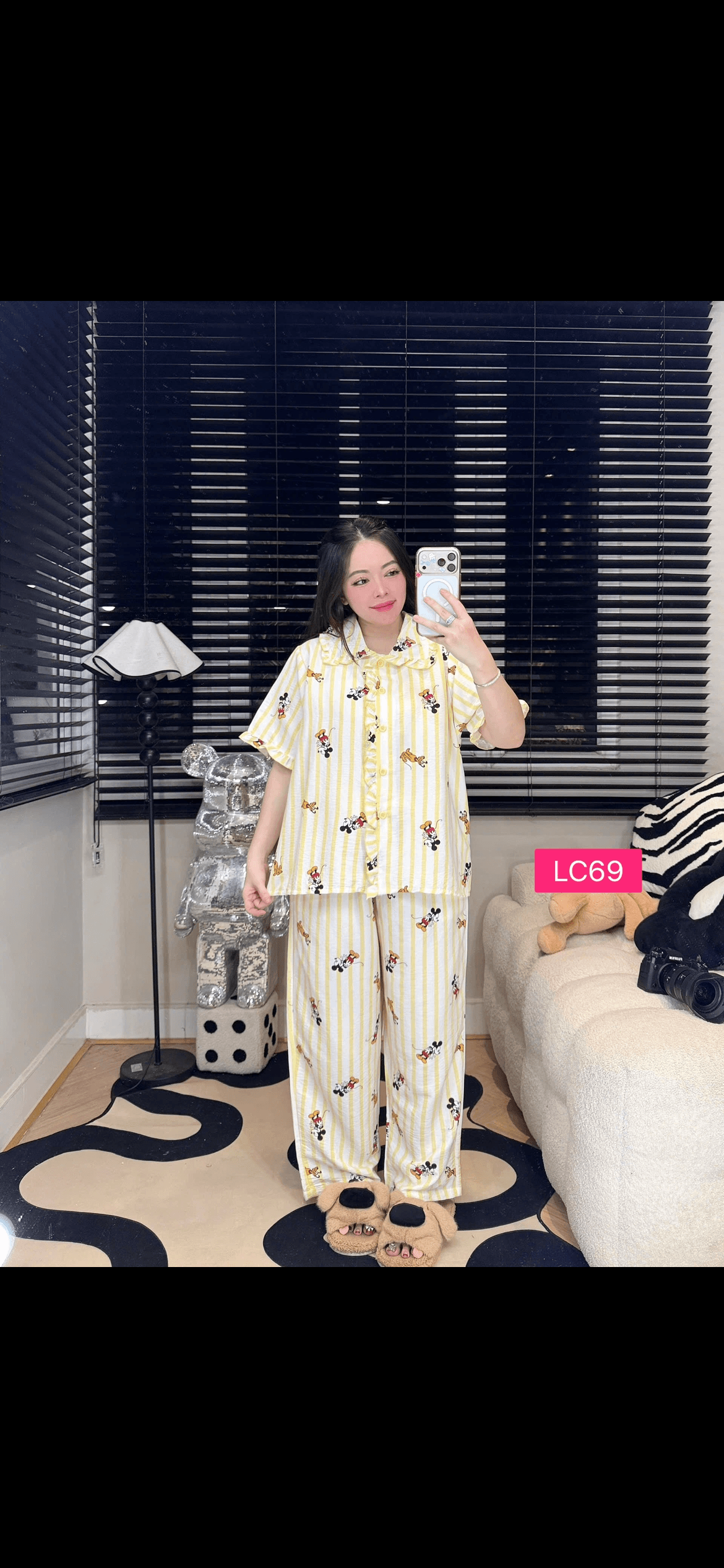 Lady Set Long Pan Mickey Yellow (Free Size , Bust 120cm)