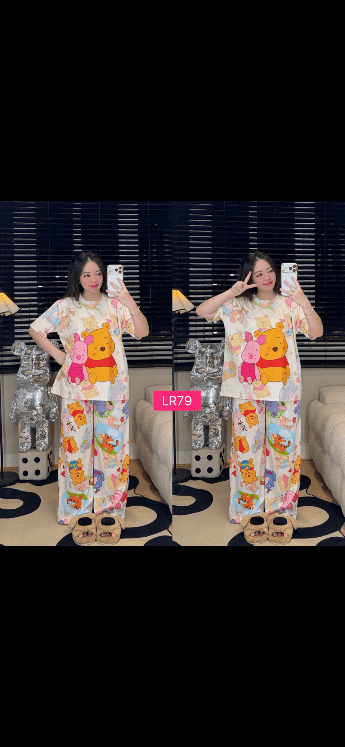 Pooh Set Long Pant Short Sleeve (Free Size Bust 120cm)