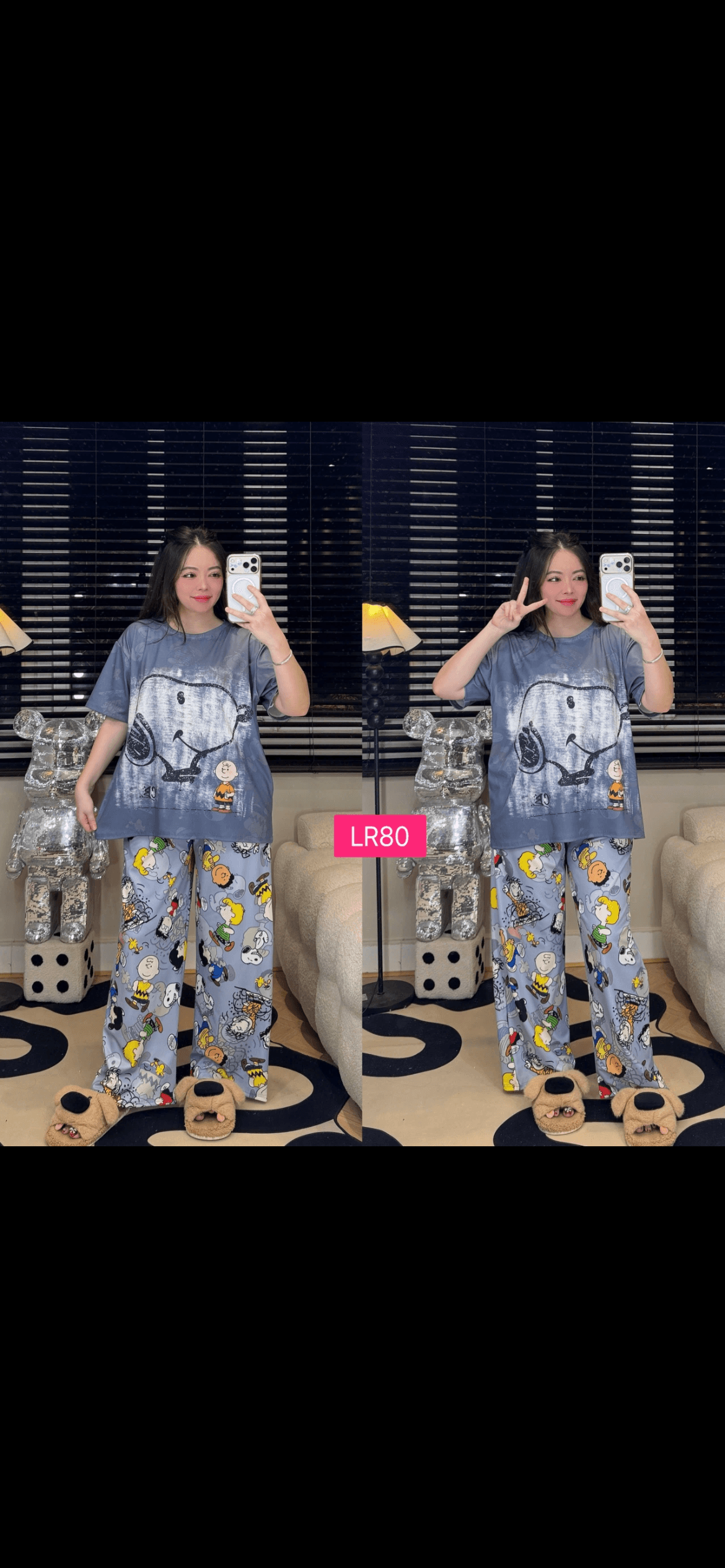 Snoopy Set Long Pant Short Sleeve (Free Size Bust 120cm)