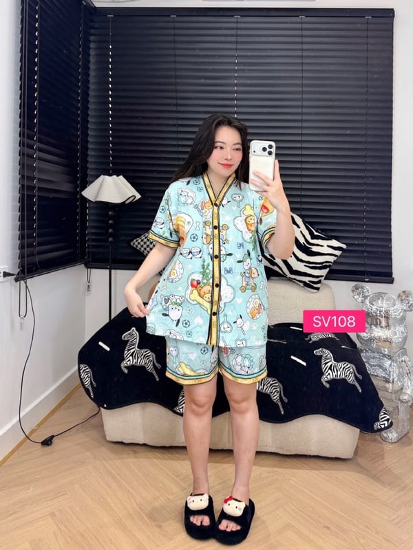 Pochaco green v neck set (free size)