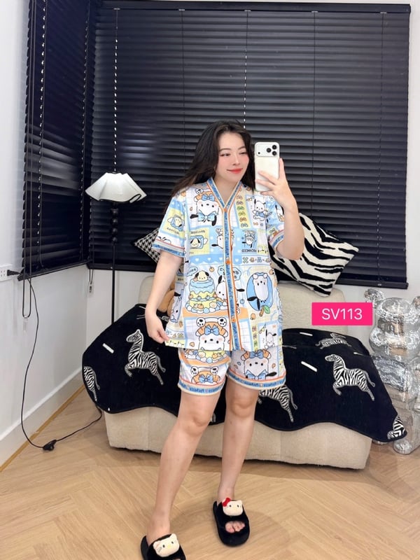 Pochaco blue v neck set (free size)