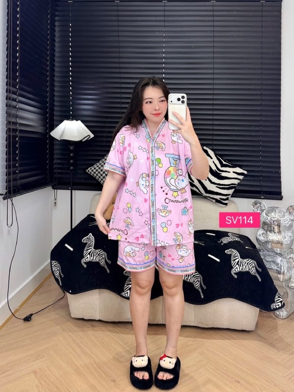 Cinnamorol pink v neck set (free size)