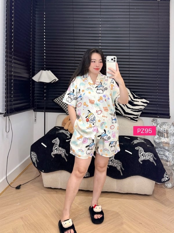 Pochaco pizama set short pant (free size)