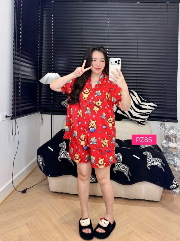 Pooh pizama set short pant (free size)