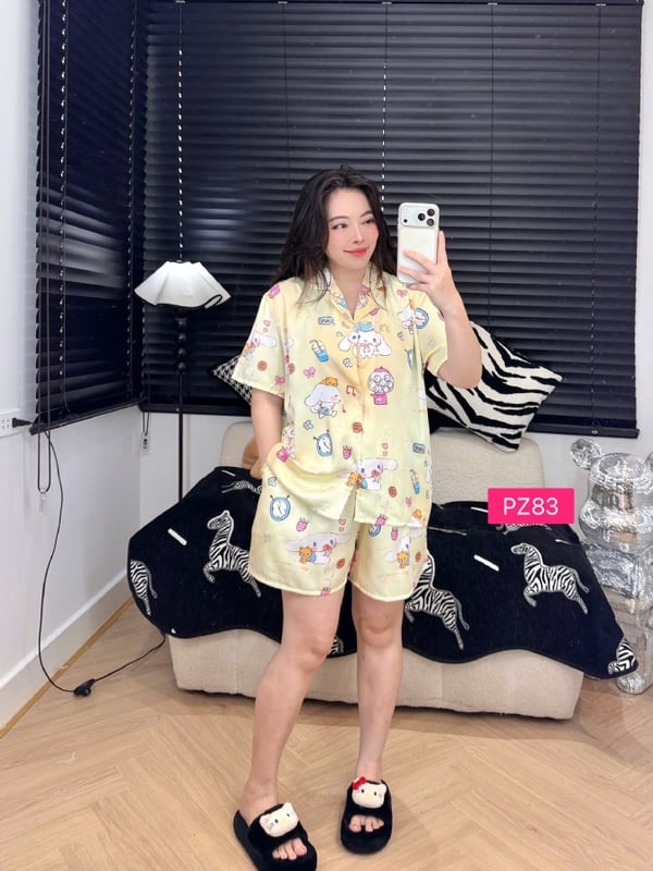 Cinnamorol yellow pizama set short pant (free size)