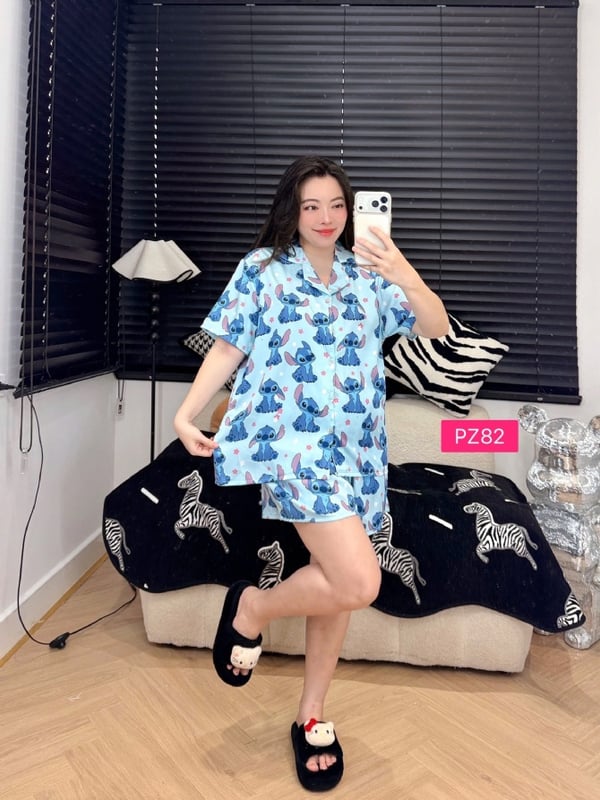 Stitch pizama set short pant (free size)