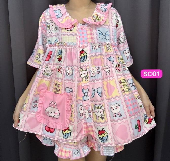 RABBIT SET WAWA SHORT SLEEVE SHORT PANT (bust 120cm)
