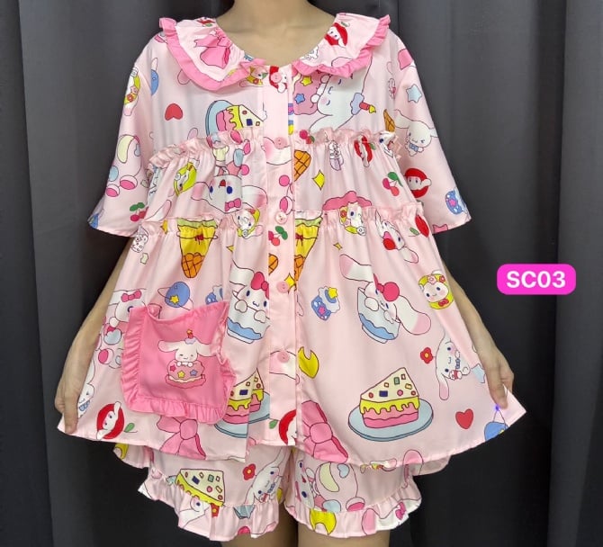 XIAOBAI SET WAWA SHORT SLEEVE SHORT PANT (bust 120cm)