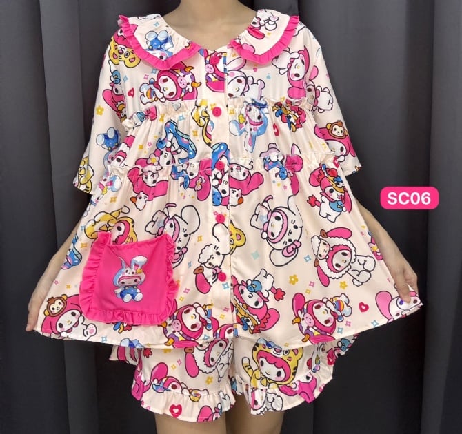 MELODY SET WAWA SHORT SLEEVE SHORT PANT (bust 120cm)